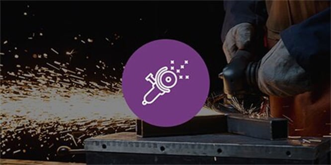 Imagen de fondo de corte de metal con icono ilustrativo.
