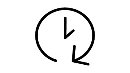Icono de una flecha circular que representa mayor vida útil y menor frecuencia de cambio.
