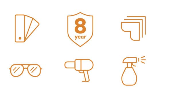 Grupo de iconos que simbolizan las ventajas para el propietario del vehículo.
