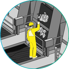 Icono del proceso de separación de sólidos