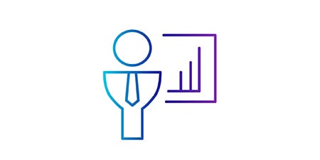 Icono que muestra a una persona delante de una pizarra
