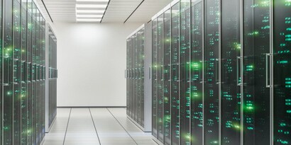 Una fila de servidores de datos encapsulados
