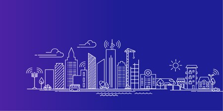 degradado con contorno blanco de paisaje urbano
