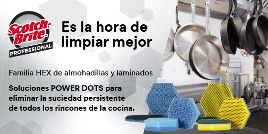 Serie HEX de 3M de almohadillas y laminados para la limpieza de cocinas profesionales
