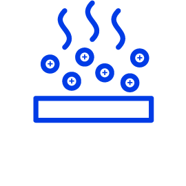 Icono con trazo azul que representa los revestimientos por evaporación